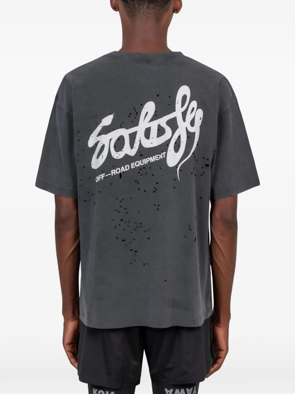 Black t-shirt, full body view