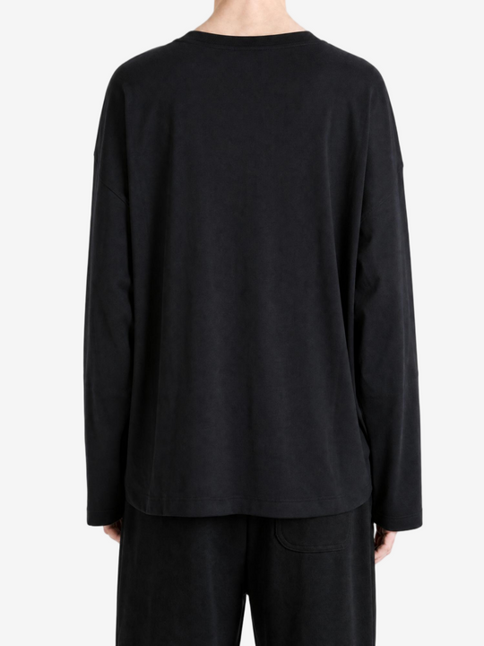 Black t-shirt, full body view