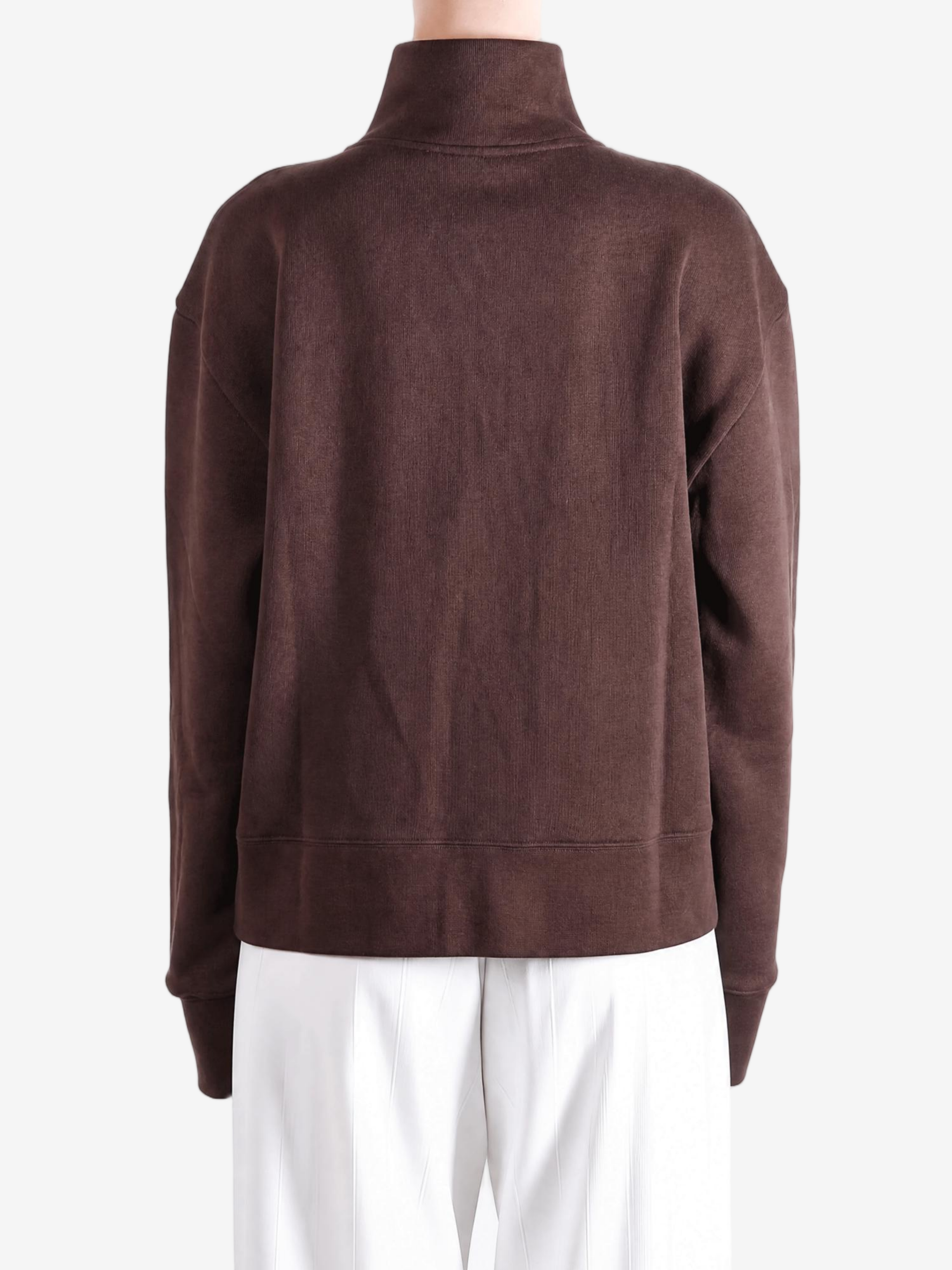 Brown hoodie, full body view