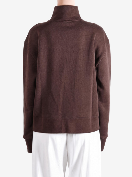 Brown hoodie, full body view