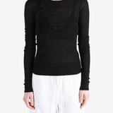 Black t-shirt, full body view