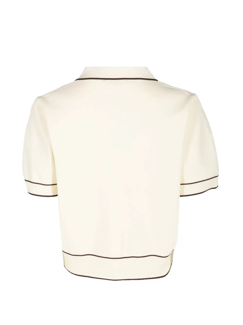 Tan shirt, back view