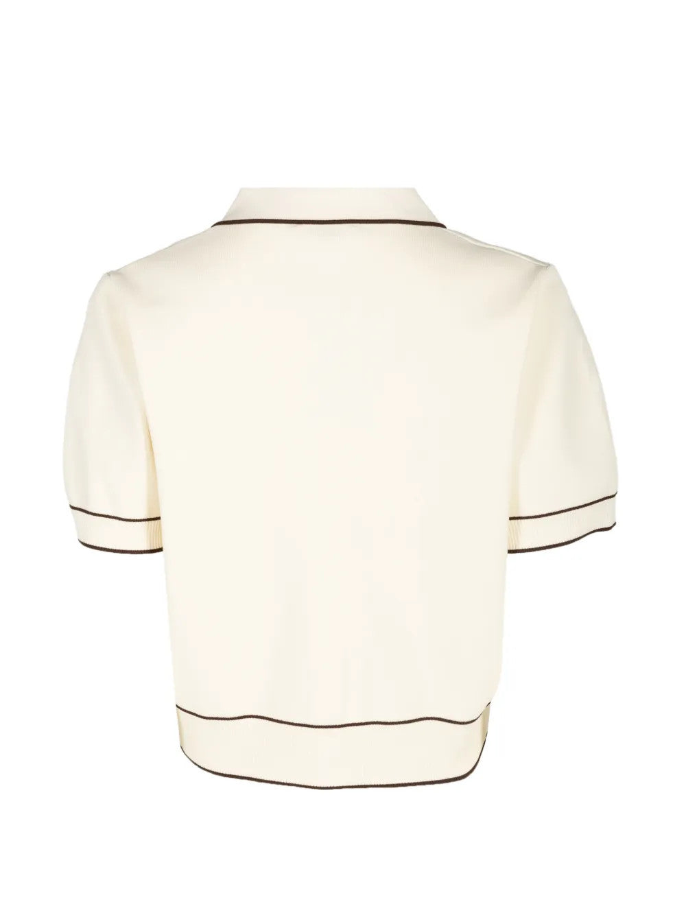 Tan shirt, back view