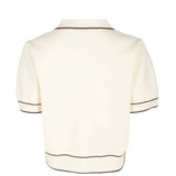 Tan shirt, back view