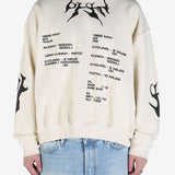 White sweatshirt,worn by a person showing the sweatshirt's fit