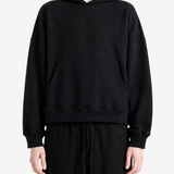 Black hoodie, full body view