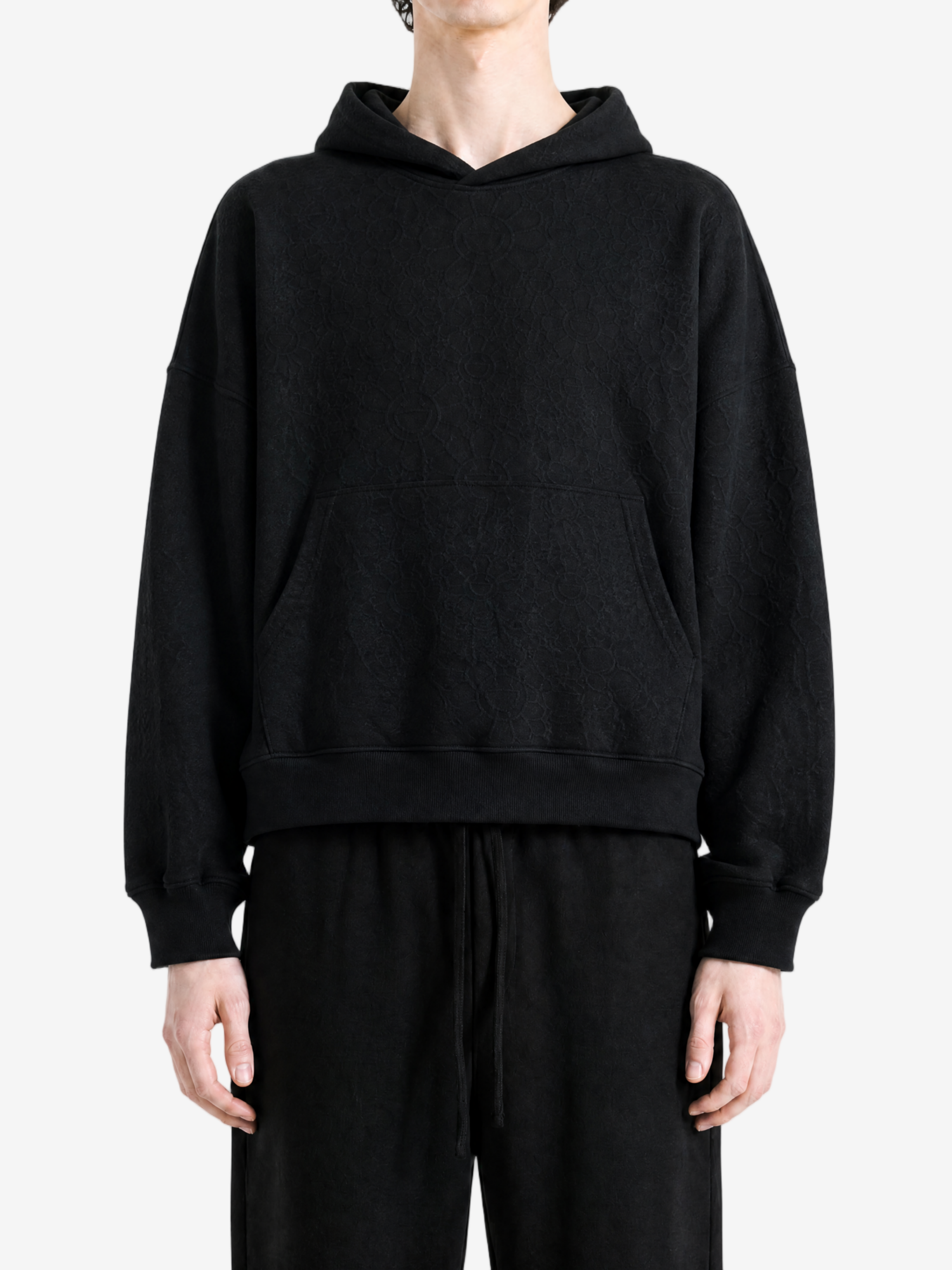 Black hoodie, full body view