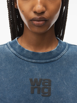 T BY ALEXANDER WANG Women Essential Terry Crew  W/ Puff Paint Logo Sweatshirt