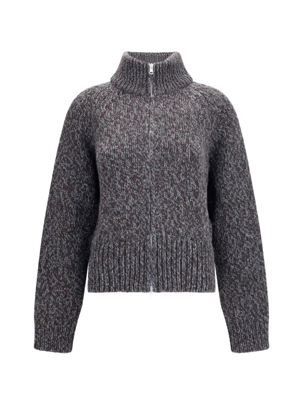 Grey knitwear, front view