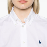 Close up of white shirt,showing texture of the cotton fabric.