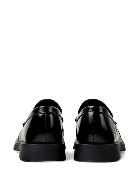 Black loafers-mules, back view