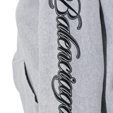 Close up of grey sweats-hoodies showing texture of the cotton fabric