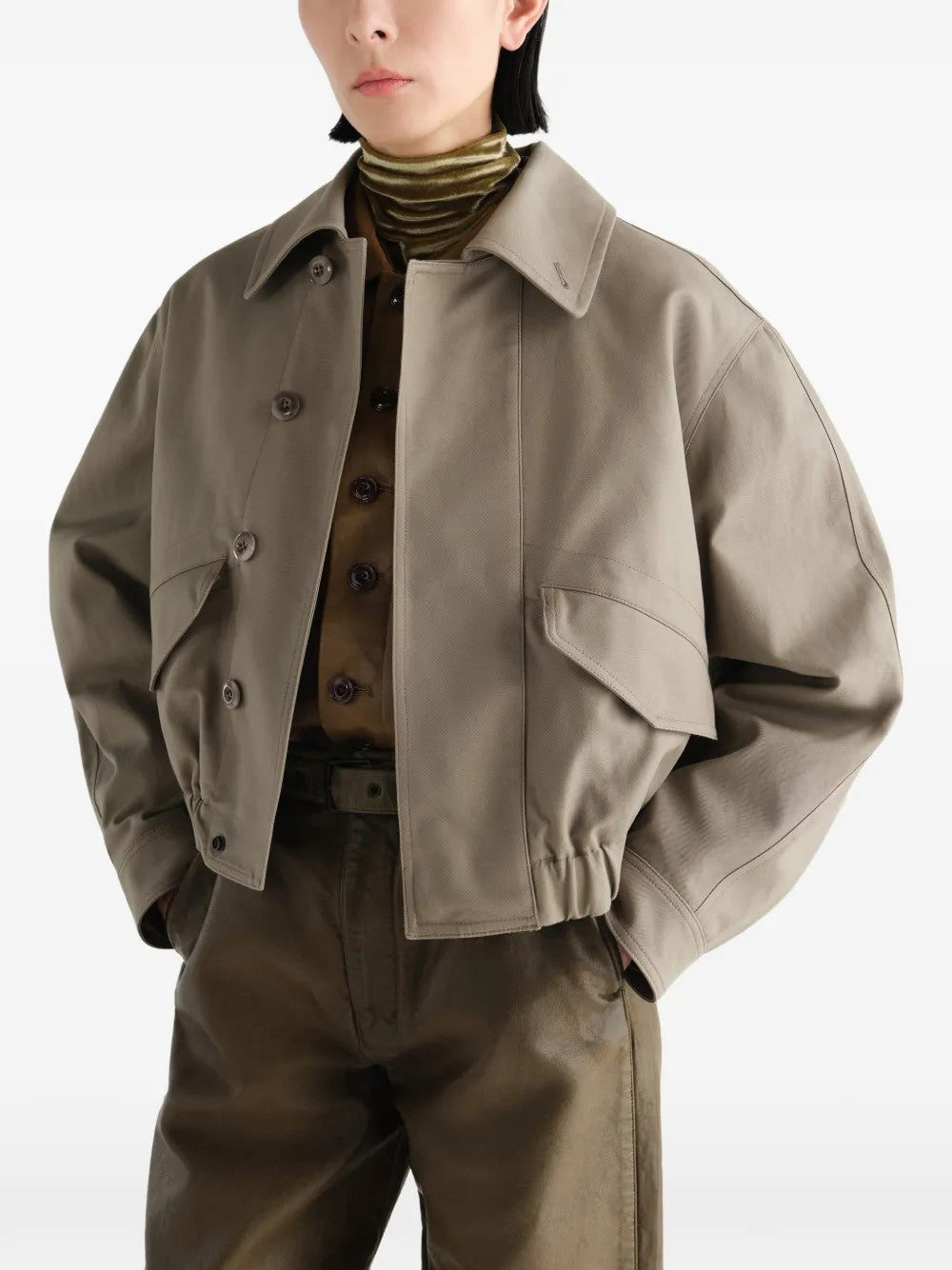 Tan jacket, front view