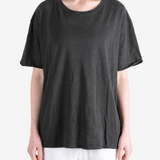 Black t-shirt, full body view