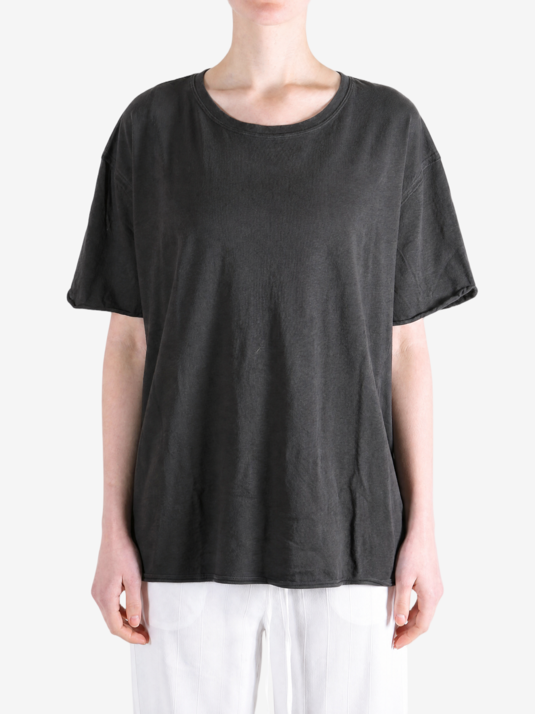 Black t-shirt, full body view