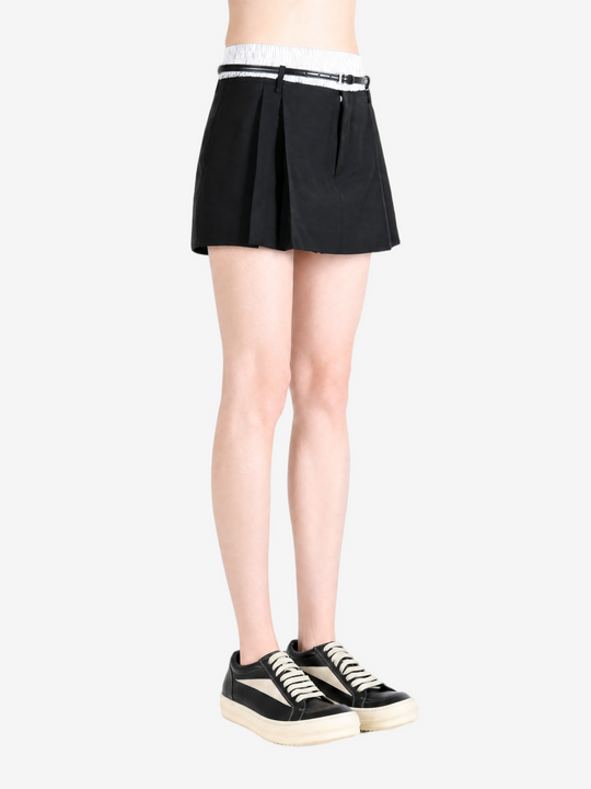 Black shorts, full body view