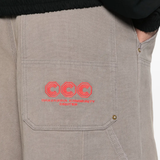 Close up of grey shorts , showing texture of the cotton fabric