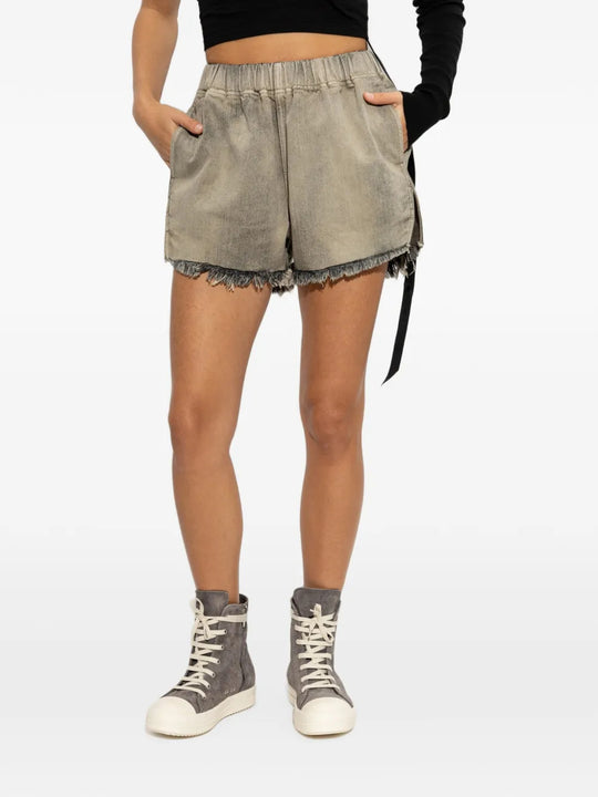 Grey shorts, full body view