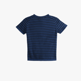 Blue t-shirt, back view