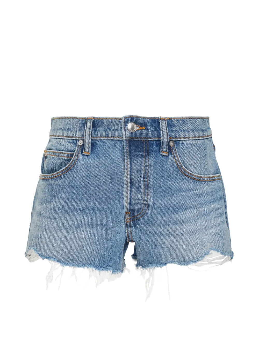 Blue shorts, front view