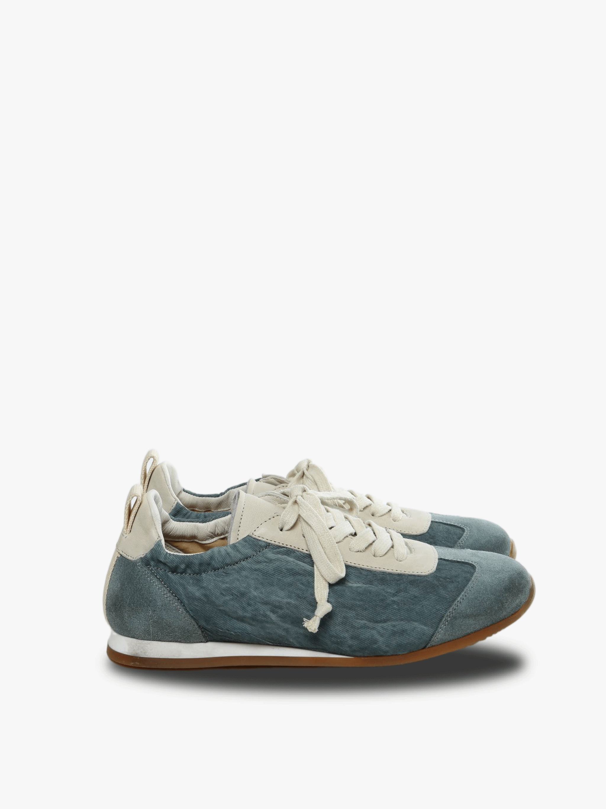 Blue sneakers, front view