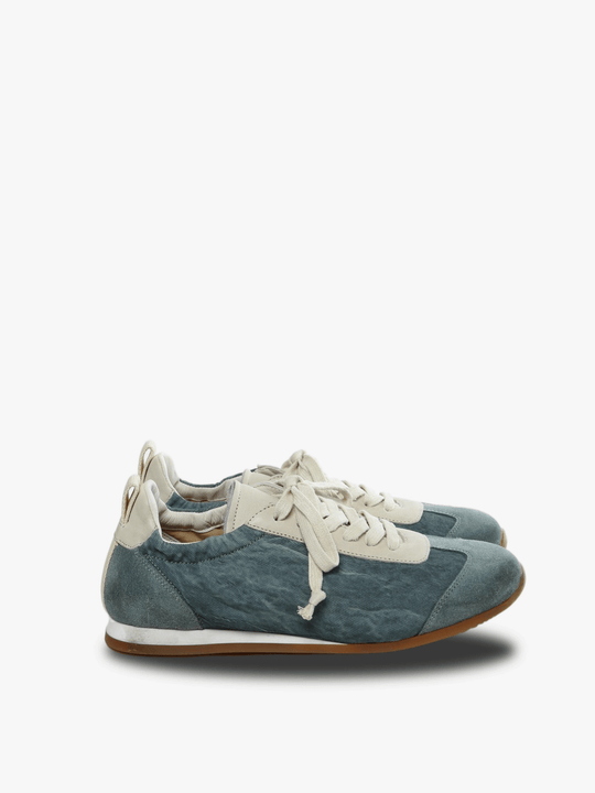 Blue sneakers, front view