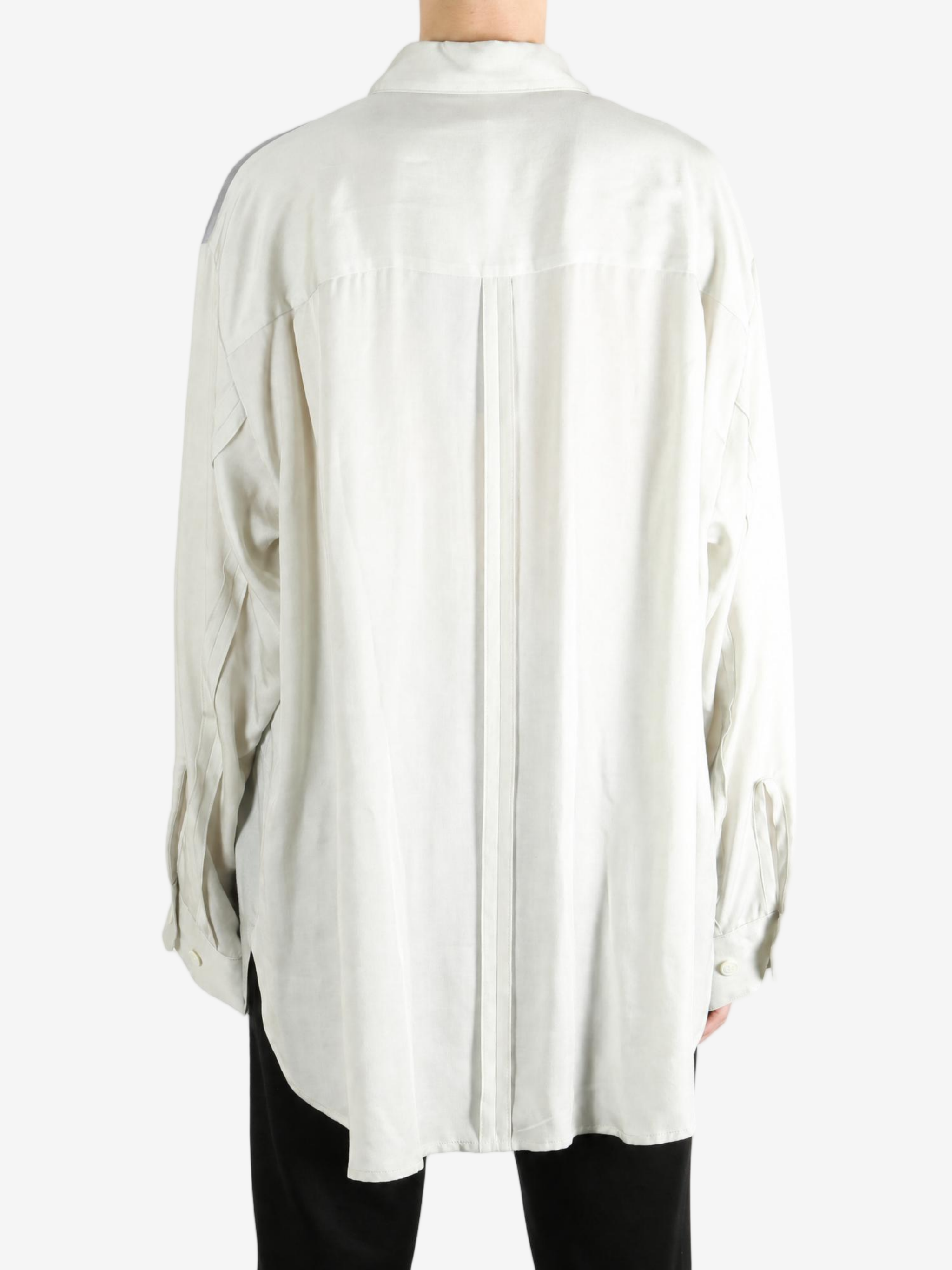 Tan shirt, full body view