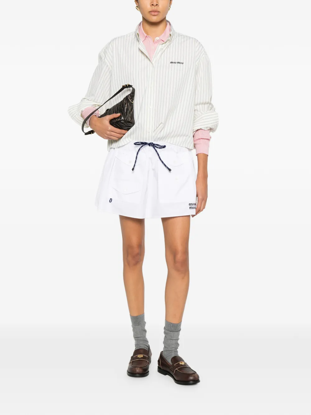 white shirts, full body view