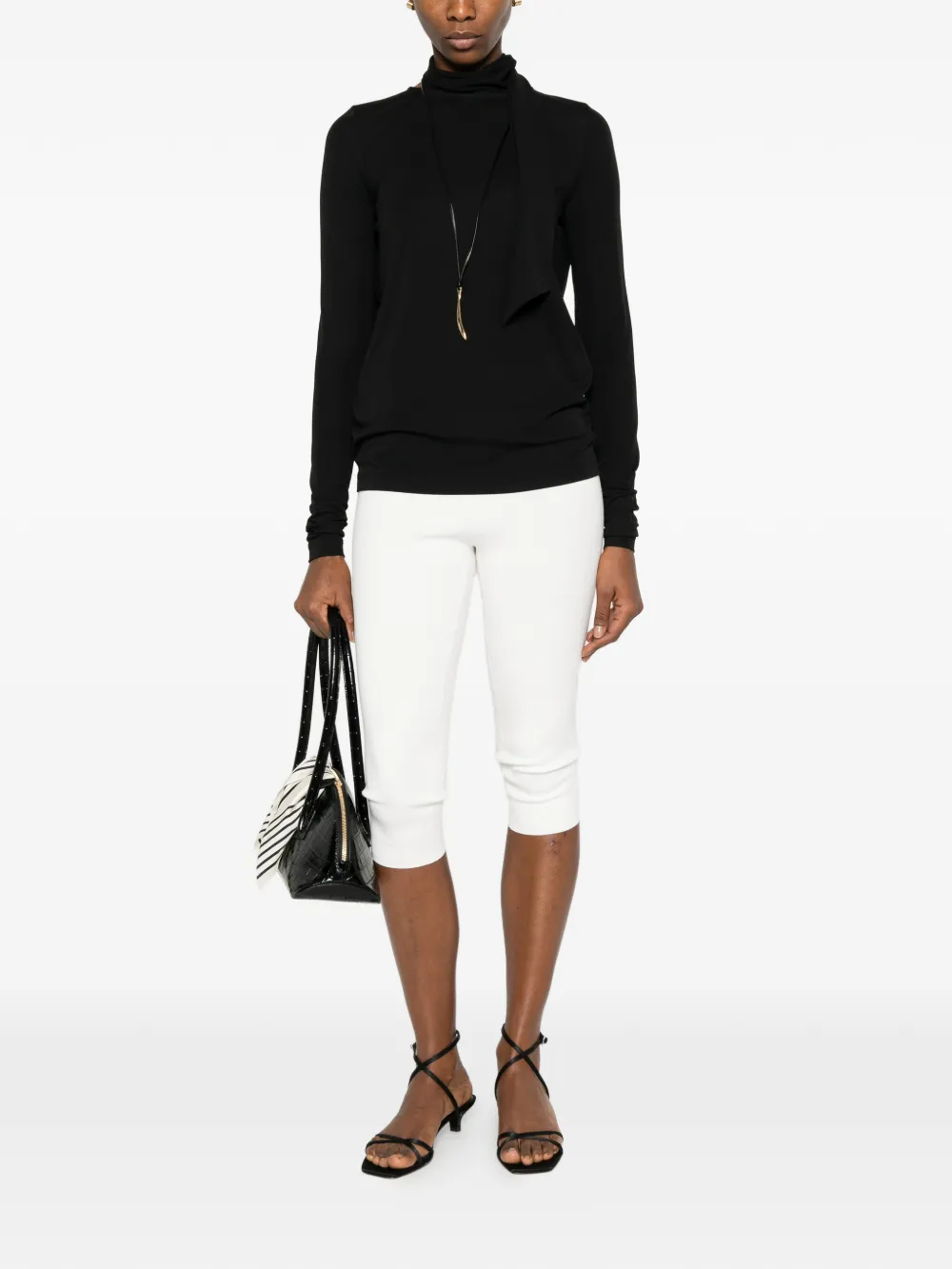 Black tops, full body view