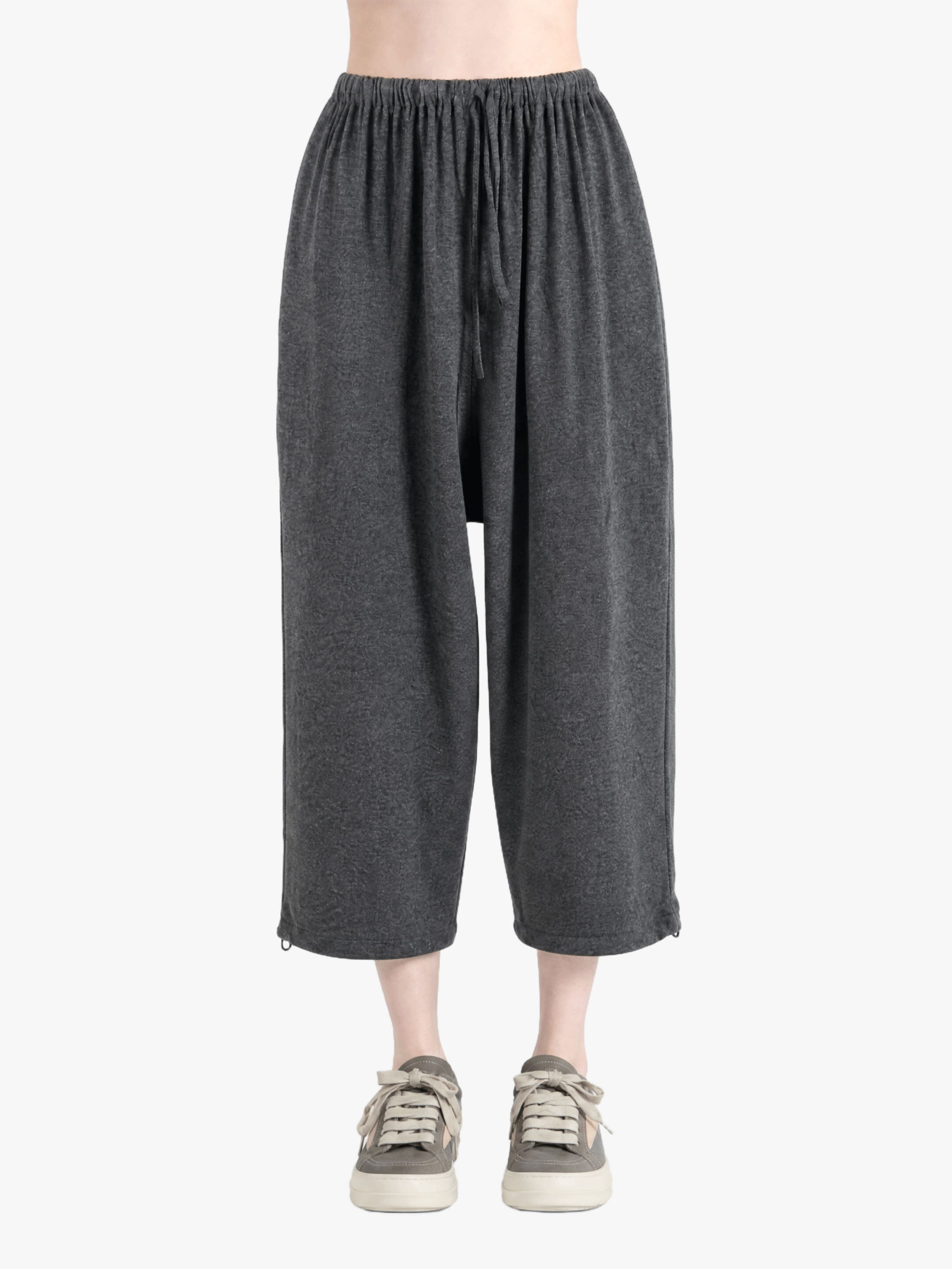 Grey pants, full body view