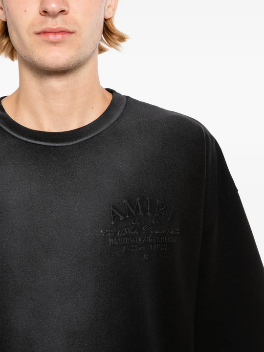 Close up of Black T-shirts, showing texture of the cotton fabric