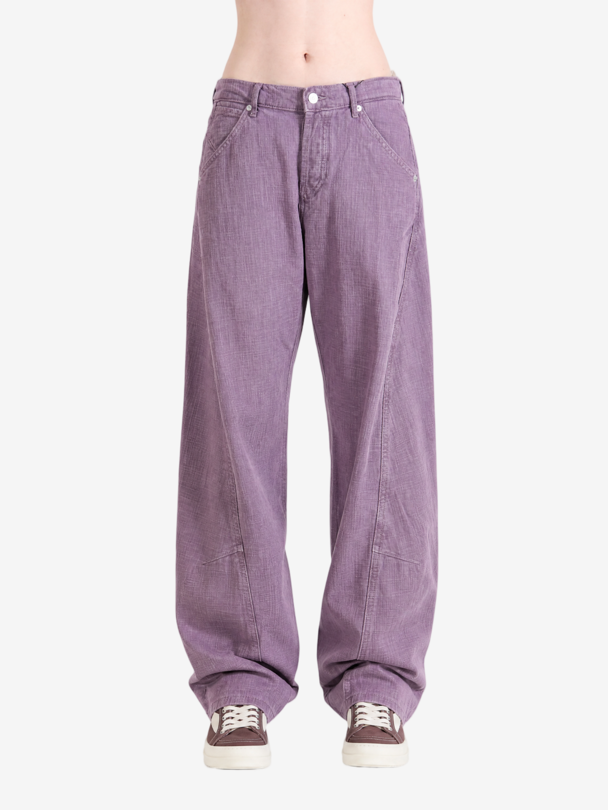 Purple jeans, full body view