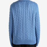 Blue knitwear, full body view