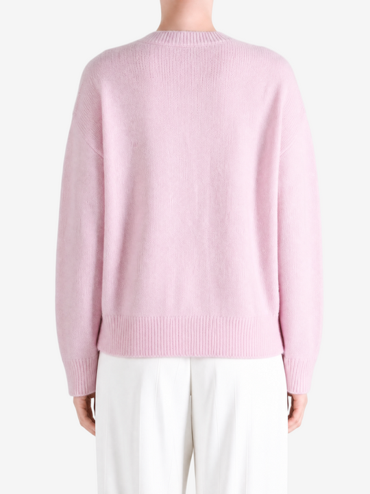Pink hoodie, full body view