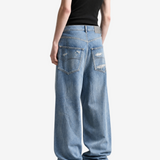 Blue pants, full body view