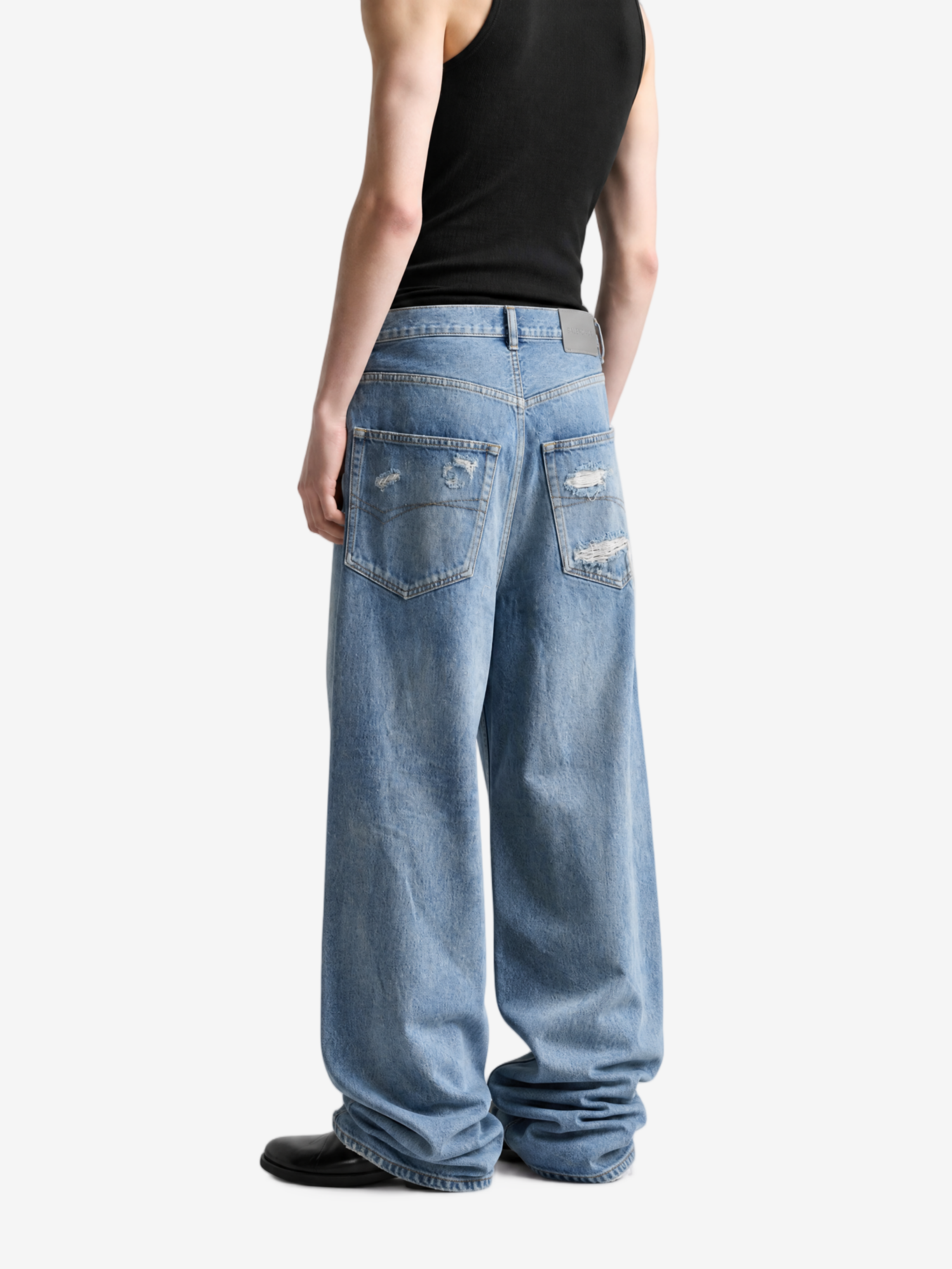 Blue pants, full body view