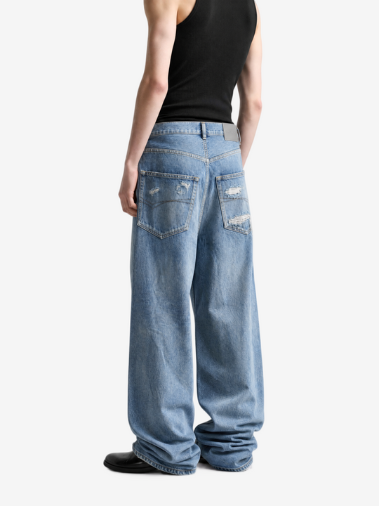 Blue pants, full body view