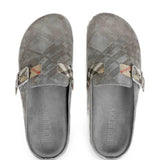 Grey sandals, front view