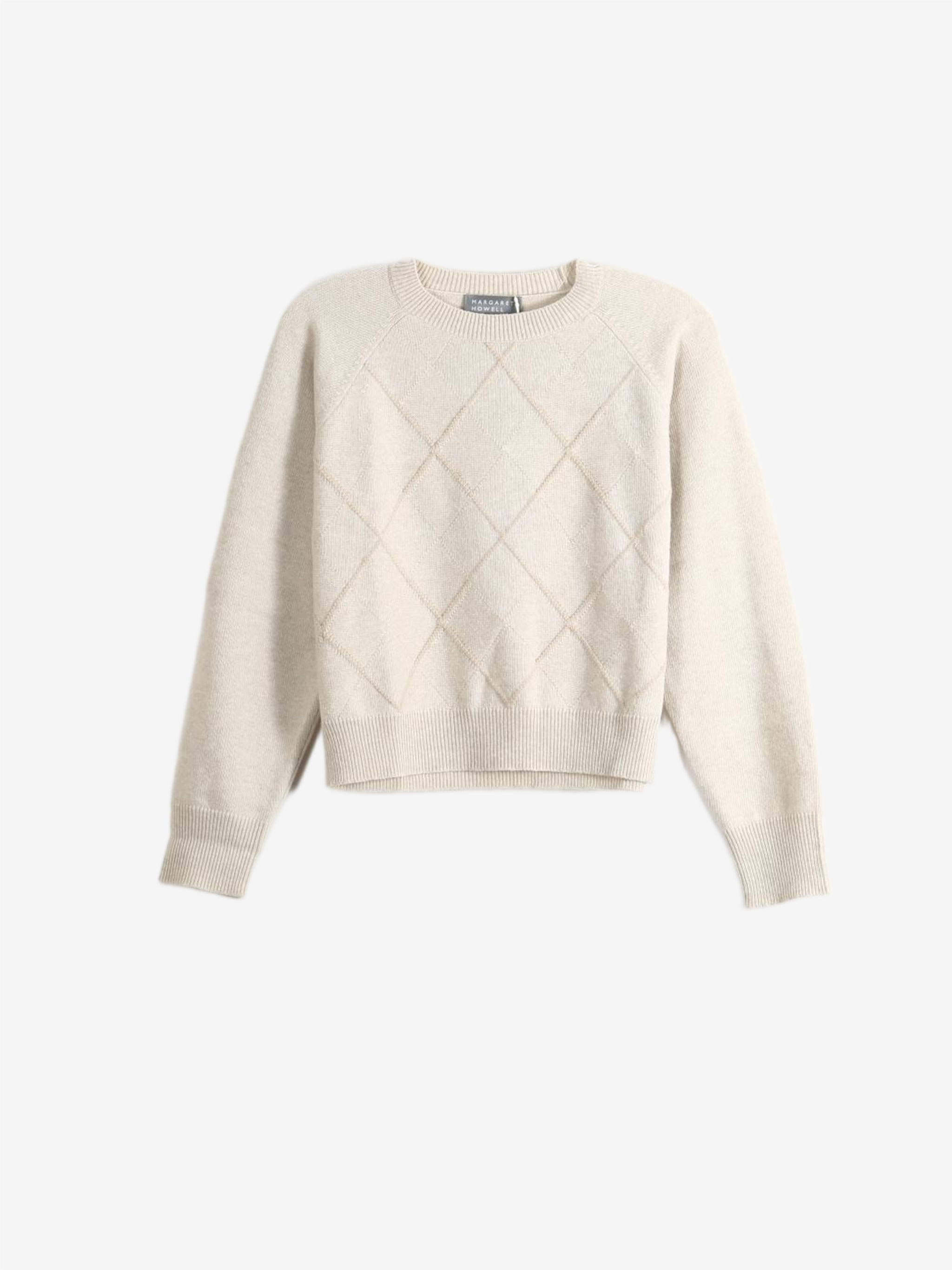 Tan knitwear, front view