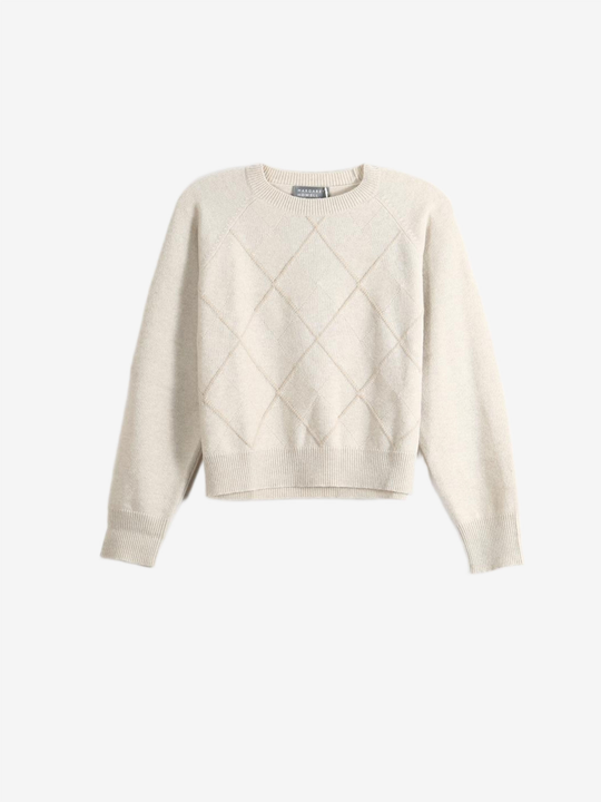 Tan knitwear, front view