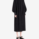 COMMUNS - Women Gathered High-Neck Long Sleeve Dress