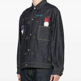 Blue jacket worn by a person, showing the  jacket fit