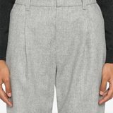 Grey pants worn by a person, showing the pants fit