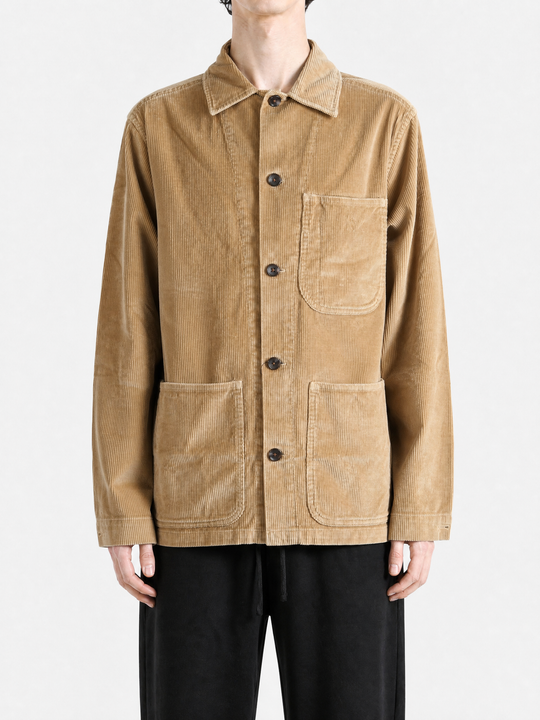 Tan jacket, full body view