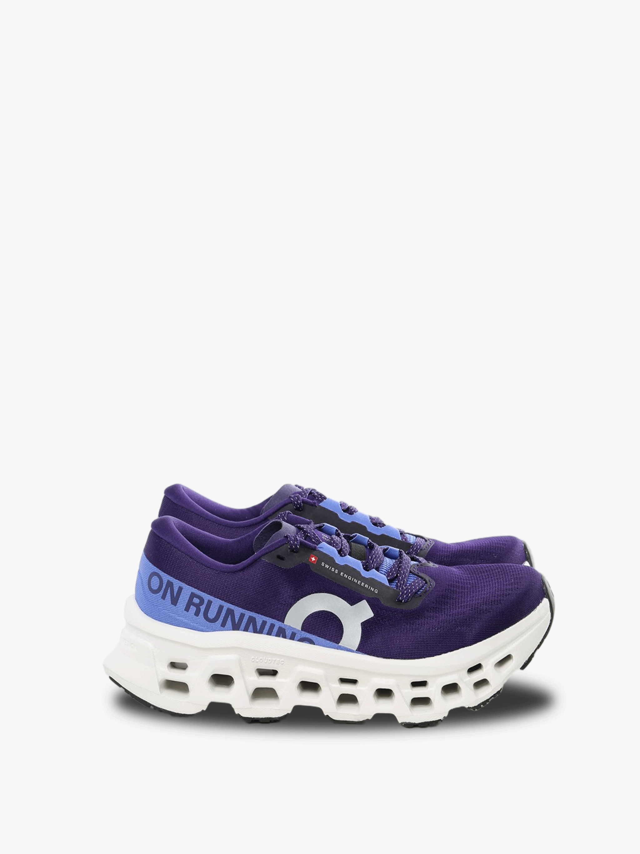 Purple sneakers, front view
