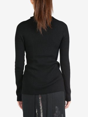 Y'S - Women Wool Blanket Stitch Turtleneck Sweater