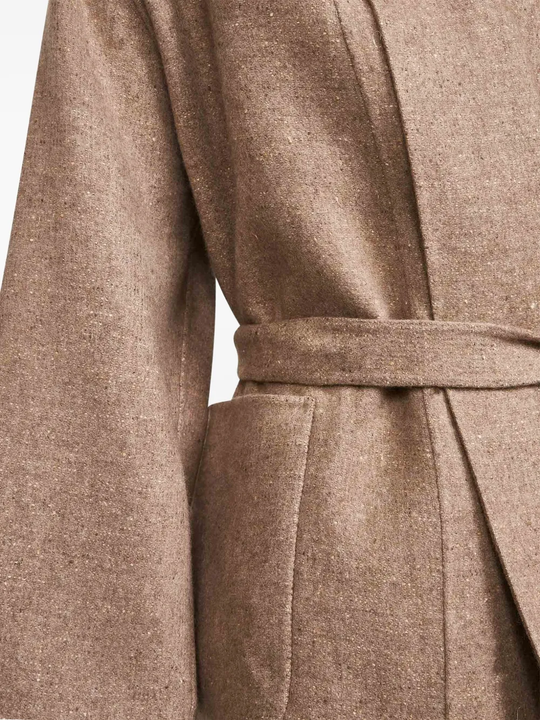 Close up of coat,showing texture of the cashmere fabric