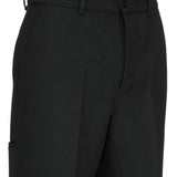 Close up of Black shorts, showing texture of the 100% wool fabric