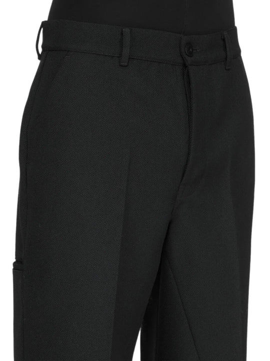 Close up of Black shorts, showing texture of the 100% wool fabric