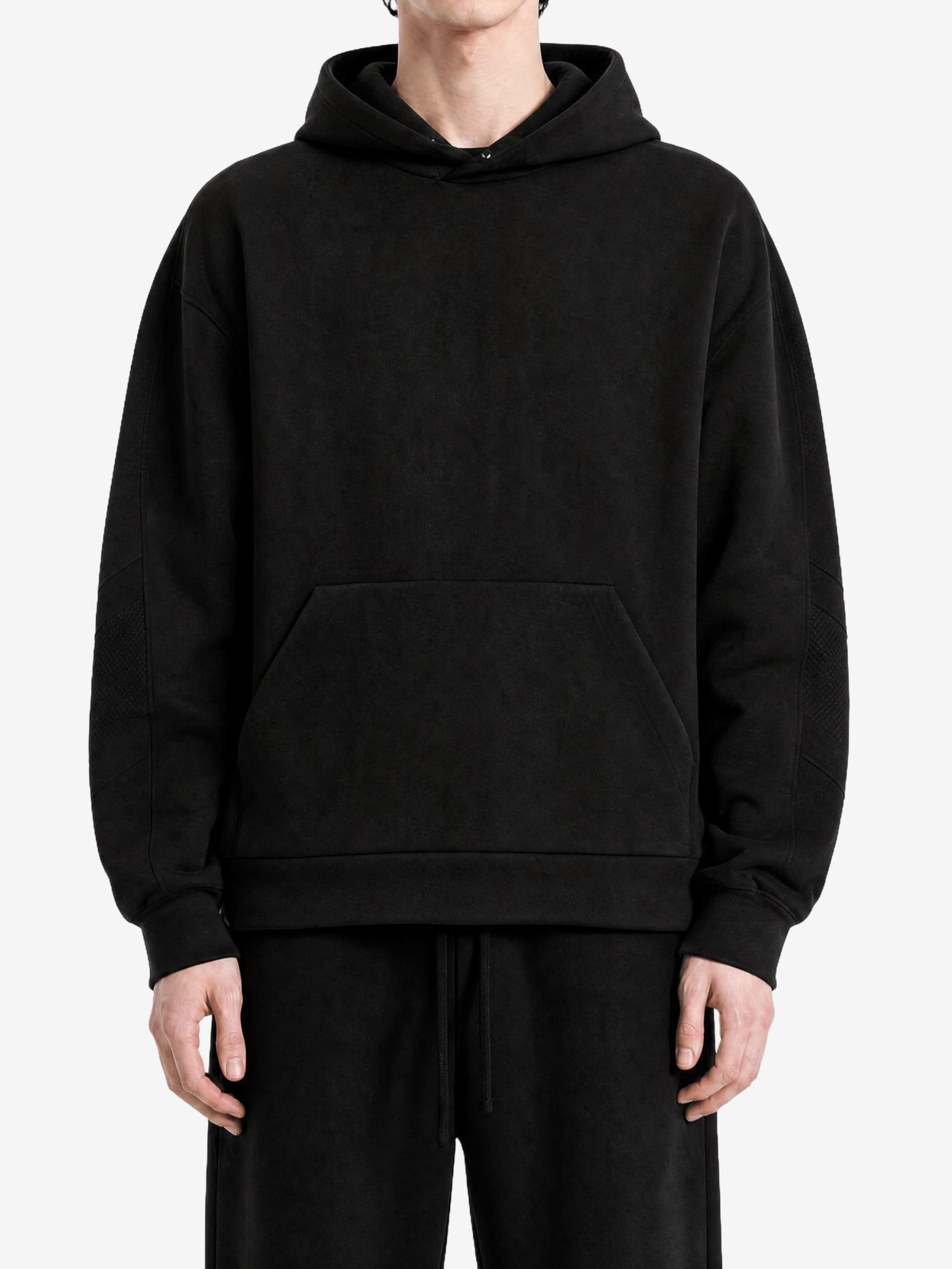 Black hoodie, full body view